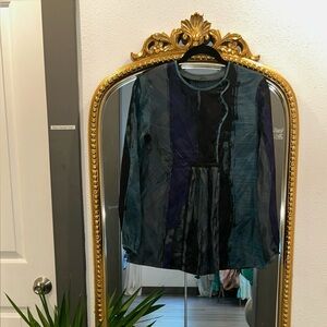 Elegant Blue and Black Women's Blouse